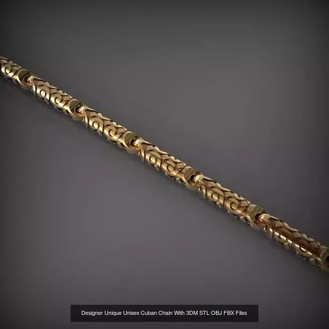 Designer Unique Unisex Cuban Chains With 3DM STL OBJ FBX Files 3D Model Collection_13