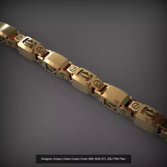 Designer Unique Unisex Cuban Chains With 3DM STL OBJ FBX Files 3D Model Collection_28