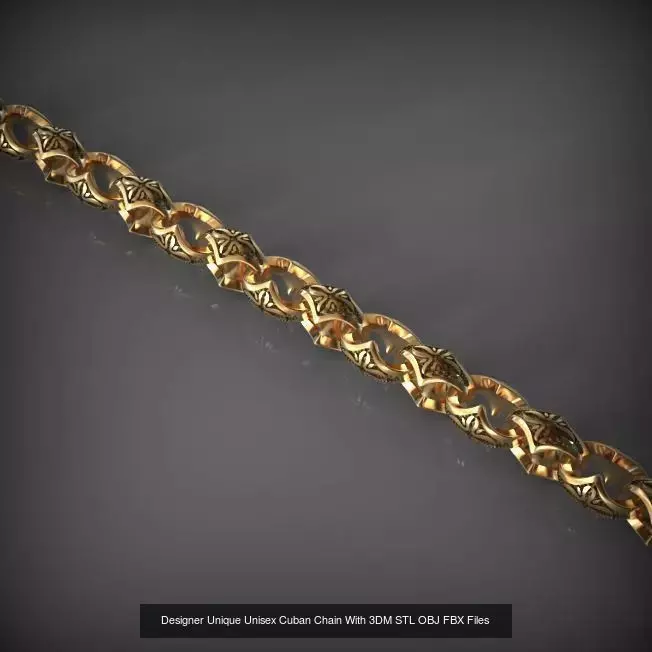 Designer Unique Unisex Cuban Chains With 3DM STL OBJ FBX Files 3D Model Collection_23