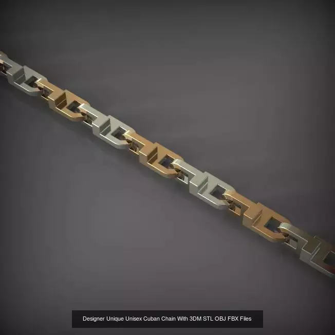 Designer Unique Unisex Cuban Chains With 3DM STL OBJ FBX Files 3D Model Collection_72