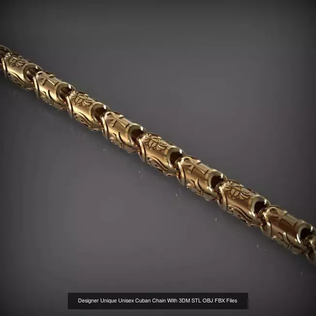 Designer Unique Unisex Cuban Chains With 3DM STL OBJ FBX Files 3D Model Collection_15