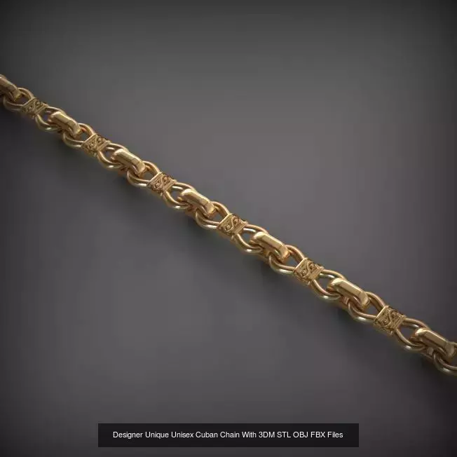 Designer Unique Unisex Cuban Chains With 3DM STL OBJ FBX Files 3D Model Collection_43