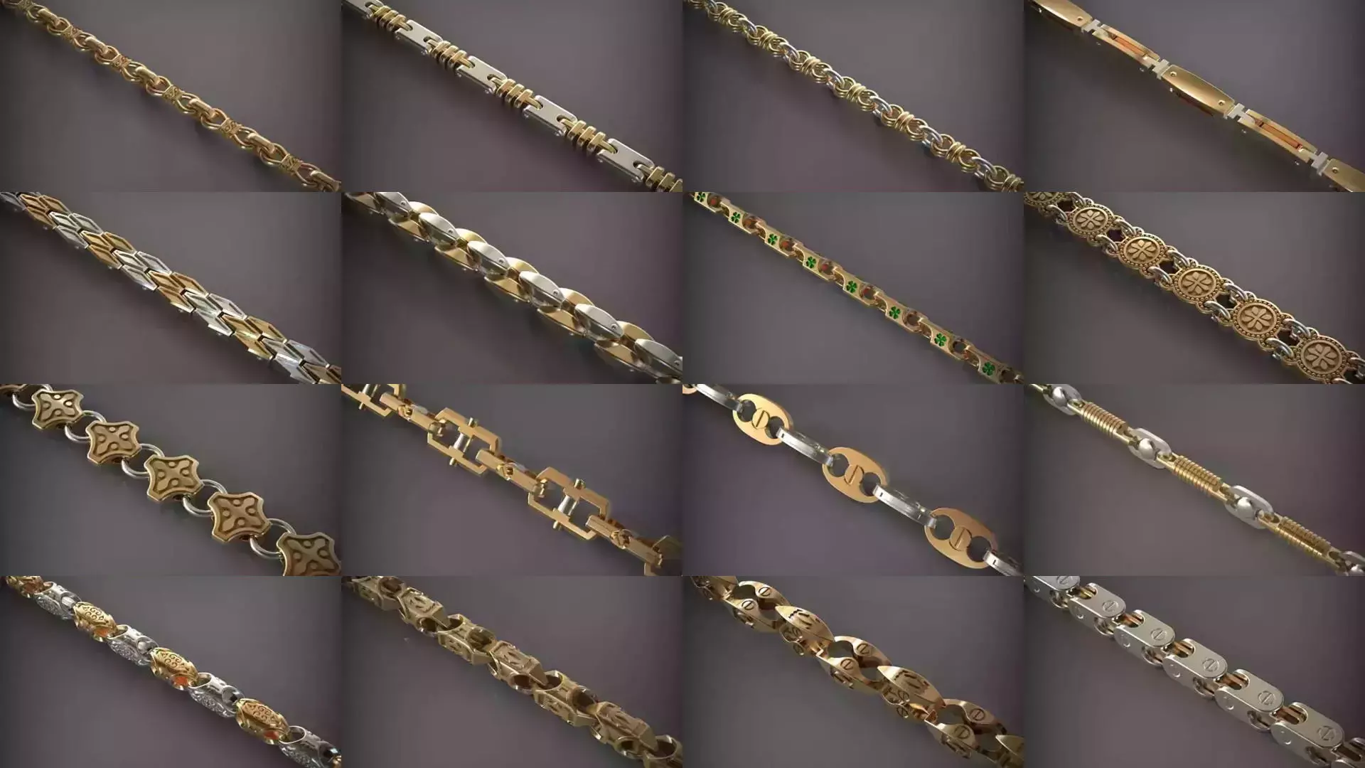 Designer Unique Unisex Cuban Chains With 3DM STL OBJ FBX Files 3D Model Collection_3