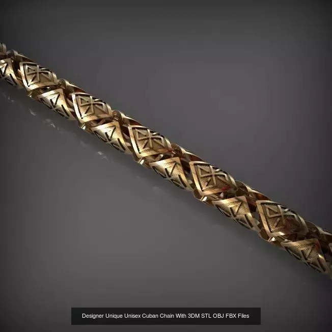 Designer Unique Unisex Cuban Chains With 3DM STL OBJ FBX Files 3D Model Collection_69