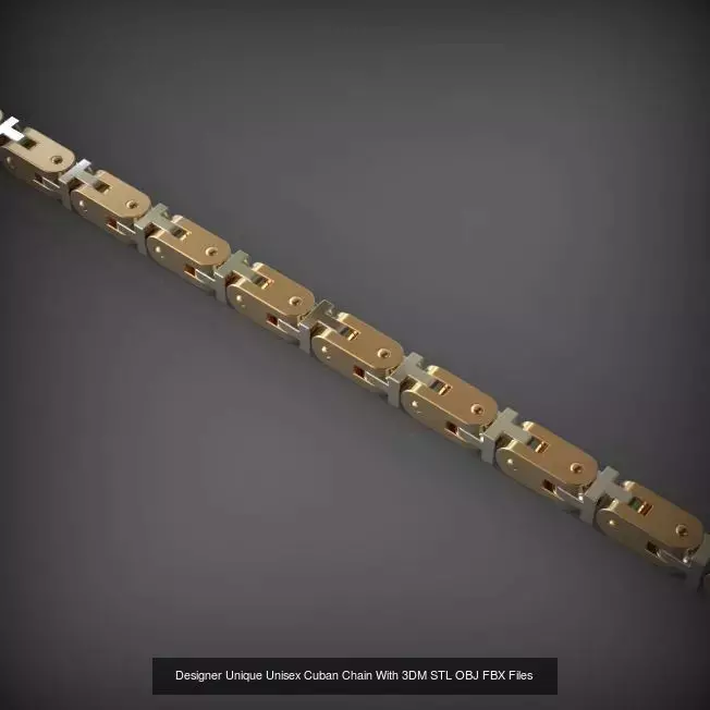 Designer Unique Unisex Cuban Chains With 3DM STL OBJ FBX Files 3D Model Collection_40