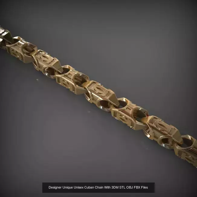 Designer Unique Unisex Cuban Chains With 3DM STL OBJ FBX Files 3D Model Collection_56