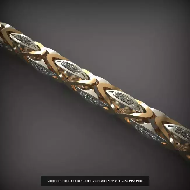 Designer Unique Unisex Cuban Chains With 3DM STL OBJ FBX Files 3D Model Collection_63