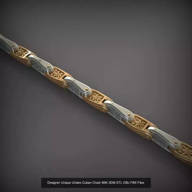 Designer Unique Unisex Cuban Chains With 3DM STL OBJ FBX Files 3D Model Collection_42