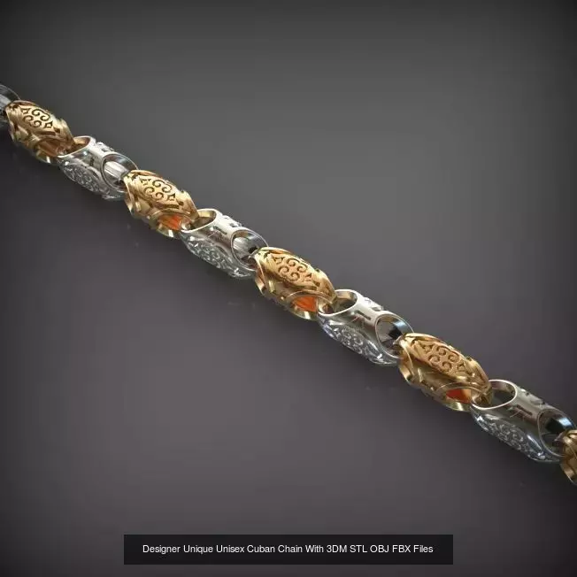 Designer Unique Unisex Cuban Chains With 3DM STL OBJ FBX Files 3D Model Collection_55