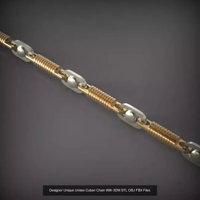 Designer Unique Unisex Cuban Chains With 3DM STL OBJ FBX Files 3D Model Collection_54