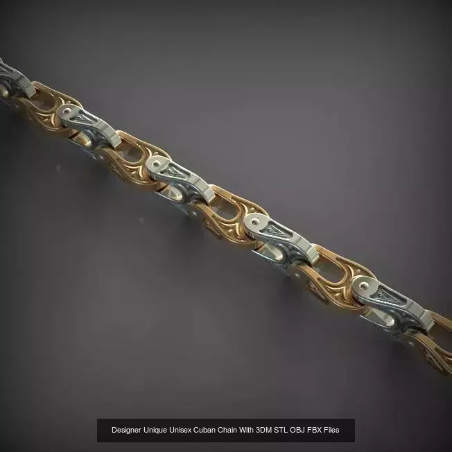 Designer Unique Unisex Cuban Chains With 3DM STL OBJ FBX Files 3D Model Collection_34