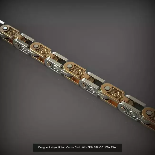 Designer Unique Unisex Cuban Chains With 3DM STL OBJ FBX Files 3D Model Collection_29