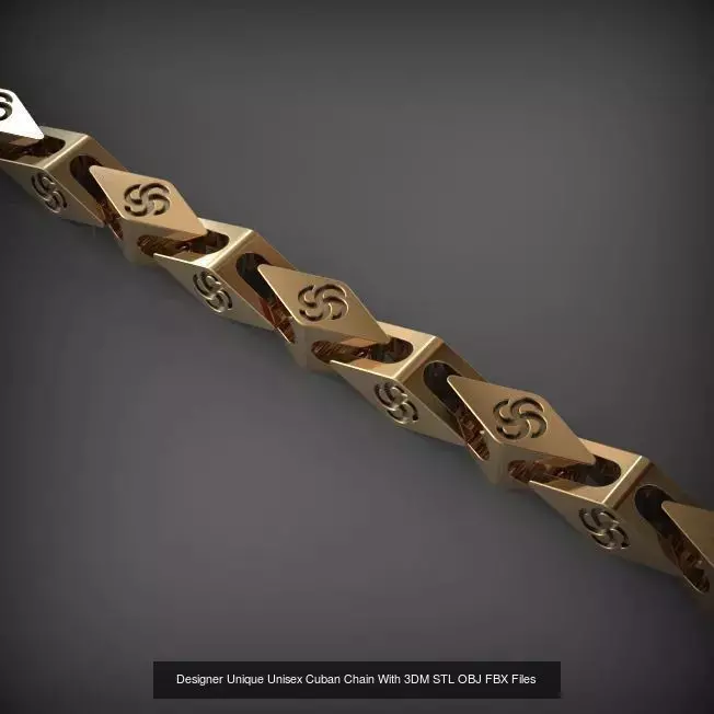 Designer Unique Unisex Cuban Chains With 3DM STL OBJ FBX Files 3D Model Collection_73