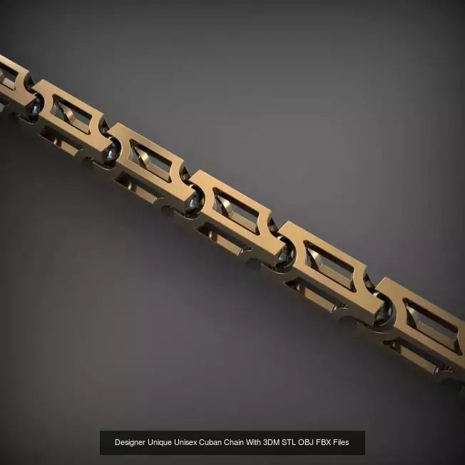 Designer Unique Unisex Cuban Chains With 3DM STL OBJ FBX Files 3D Model Collection_93