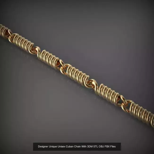 Designer Unique Unisex Cuban Chains With 3DM STL OBJ FBX Files 3D Model Collection_21