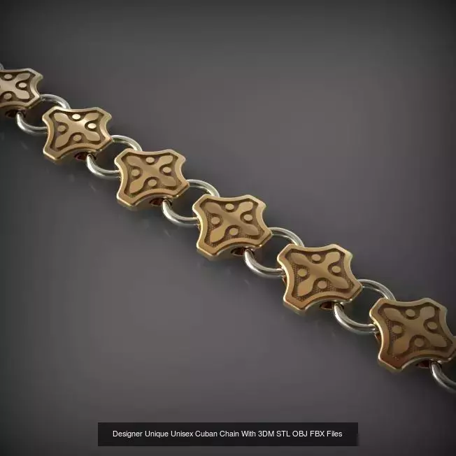 Designer Unique Unisex Cuban Chains With 3DM STL OBJ FBX Files 3D Model Collection_51