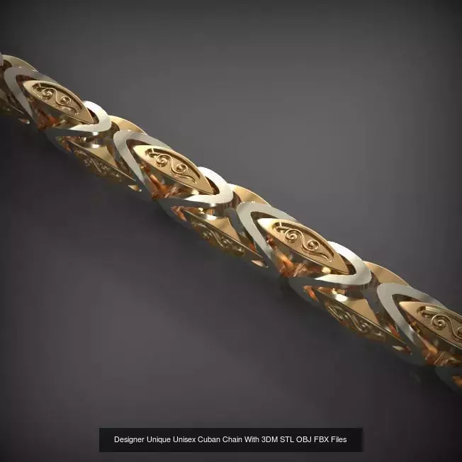 Designer Unique Unisex Cuban Chains With 3DM STL OBJ FBX Files 3D Model Collection_64