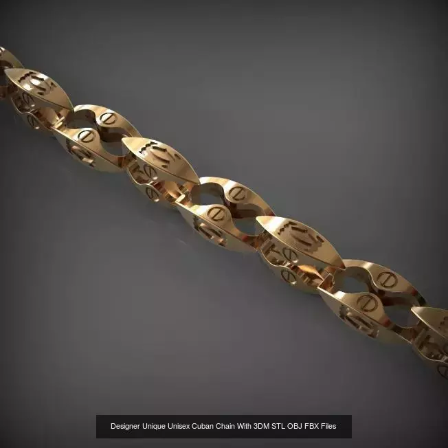 Designer Unique Unisex Cuban Chains With 3DM STL OBJ FBX Files 3D Model Collection_57