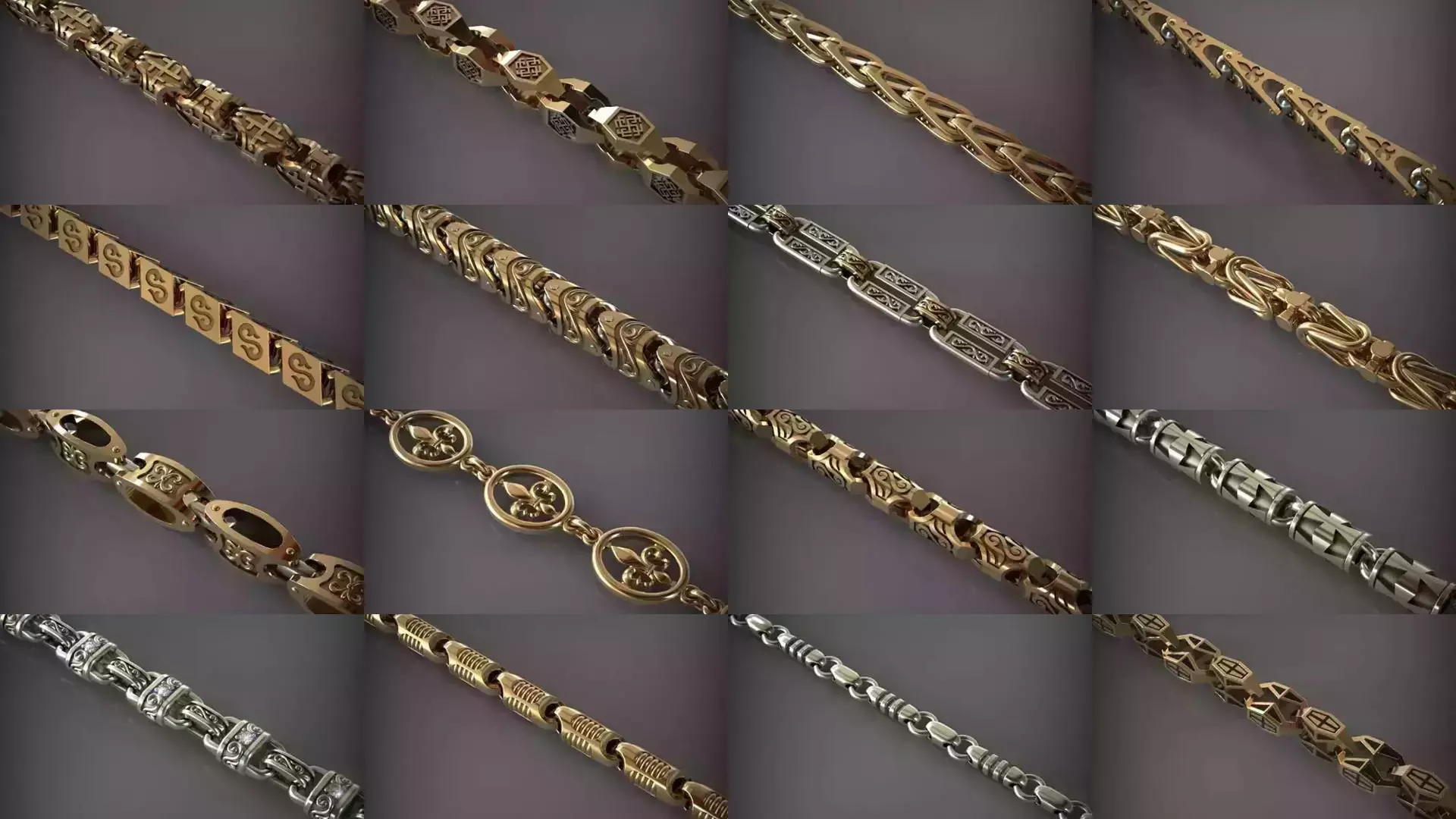 Designer Unique Unisex Cuban Chains With 3DM STL OBJ FBX Files 3D Model Collection_7