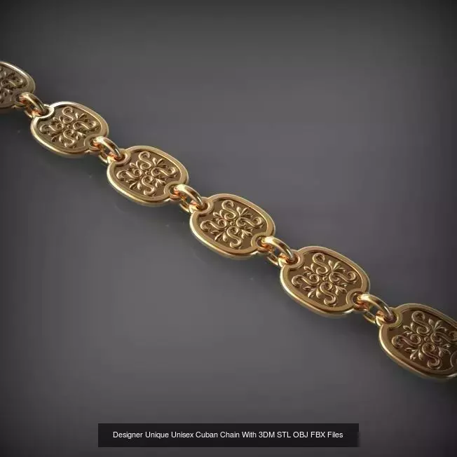 Designer Unique Unisex Cuban Chains With 3DM STL OBJ FBX Files 3D Model Collection_12