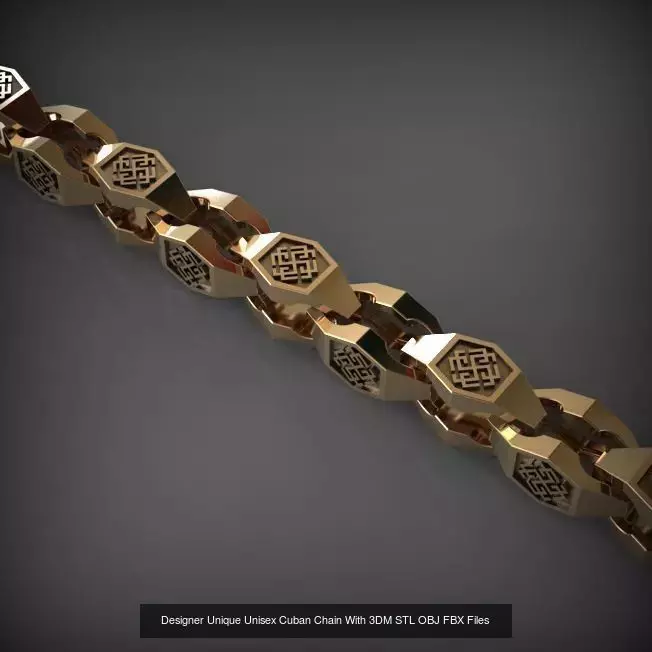 Designer Unique Unisex Cuban Chains With 3DM STL OBJ FBX Files 3D Model Collection_76