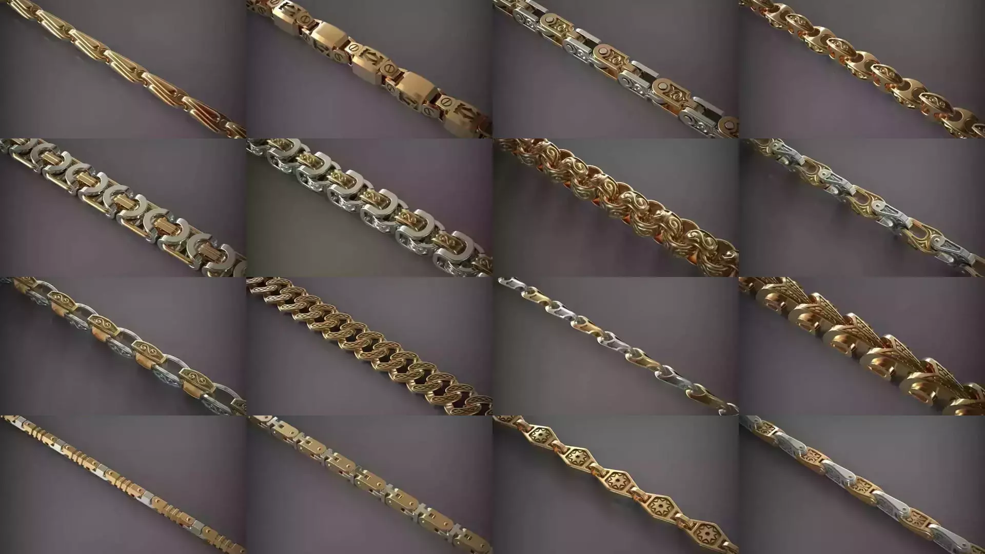 Designer Unique Unisex Cuban Chains With 3DM STL OBJ FBX Files 3D Model Collection_1