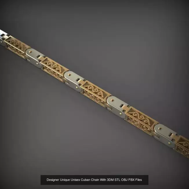 Designer Unique Unisex Cuban Chains With 3DM STL OBJ FBX Files 3D Model Collection_25