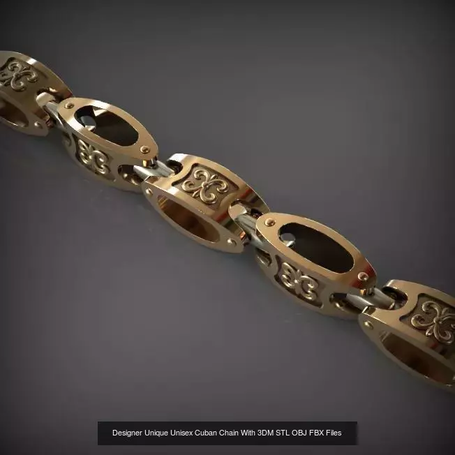 Designer Unique Unisex Cuban Chains With 3DM STL OBJ FBX Files 3D Model Collection_83