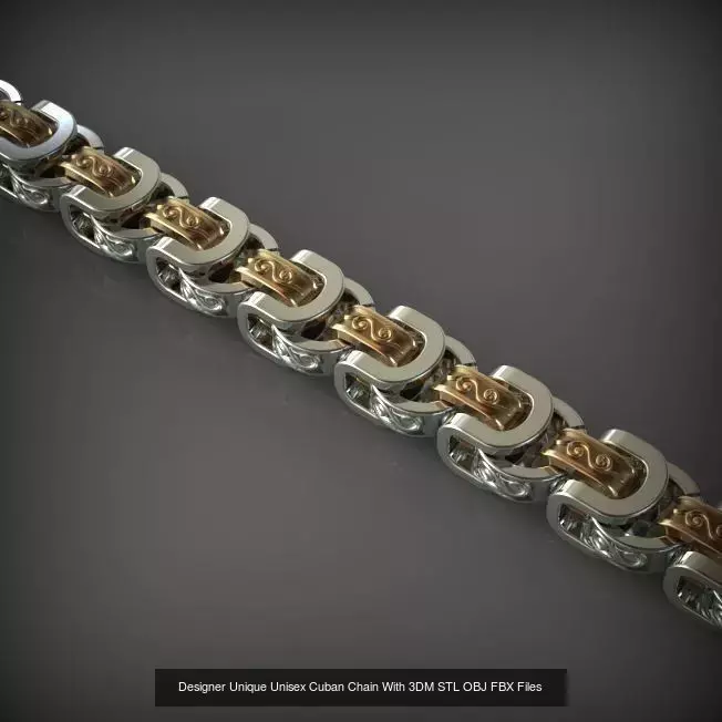 Designer Unique Unisex Cuban Chains With 3DM STL OBJ FBX Files 3D Model Collection_32