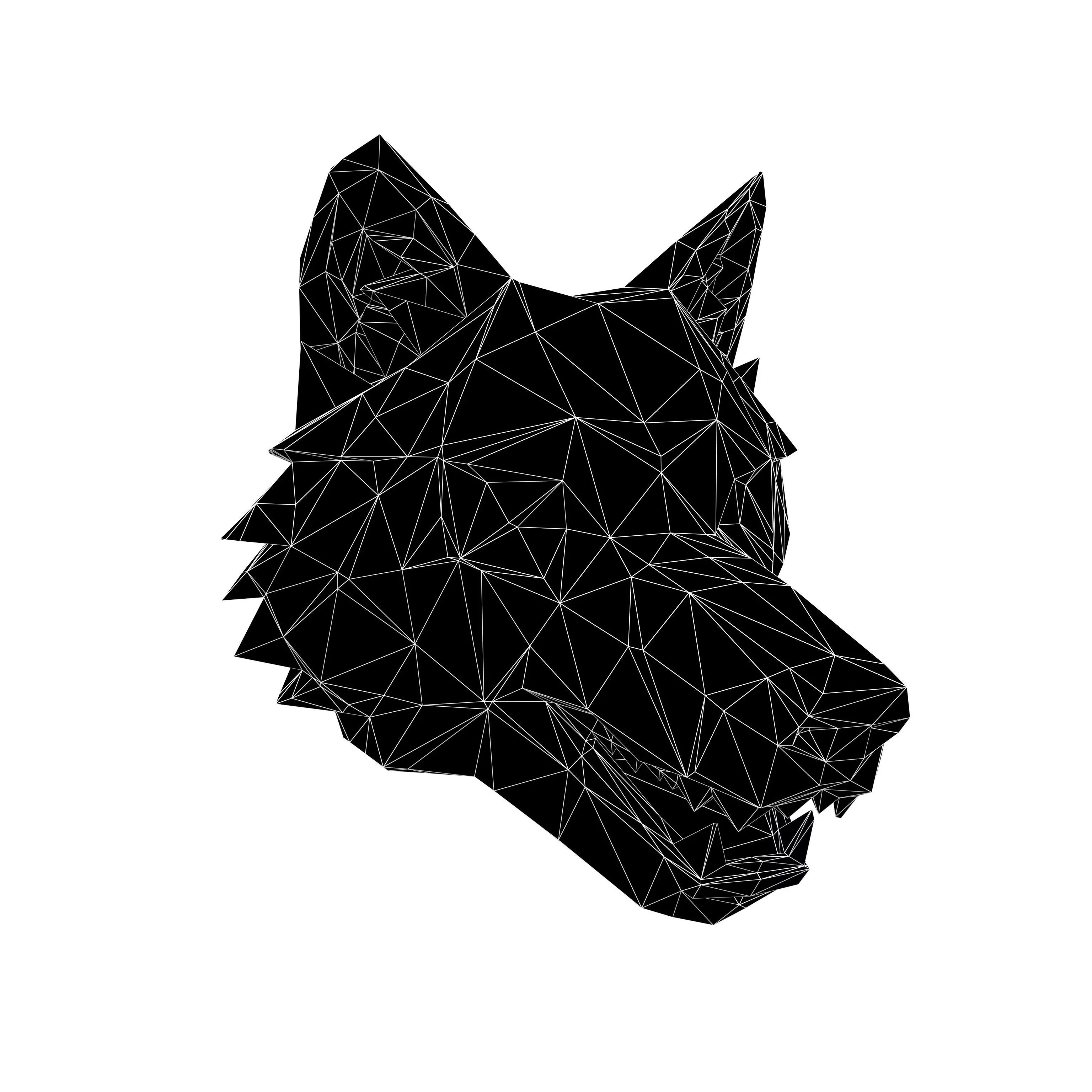 Lowpoly Wolf Mask V1 003 Low-poly 3D model_4