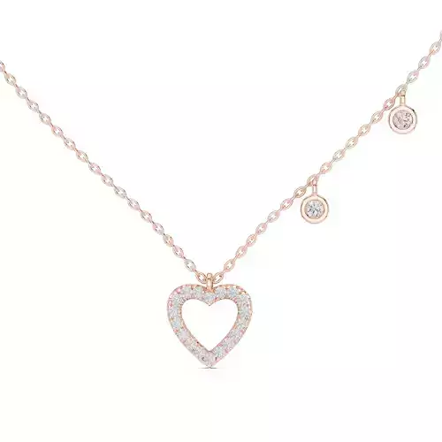 Round Diamond Heart Shape Necklace for Women 3DM STL Video