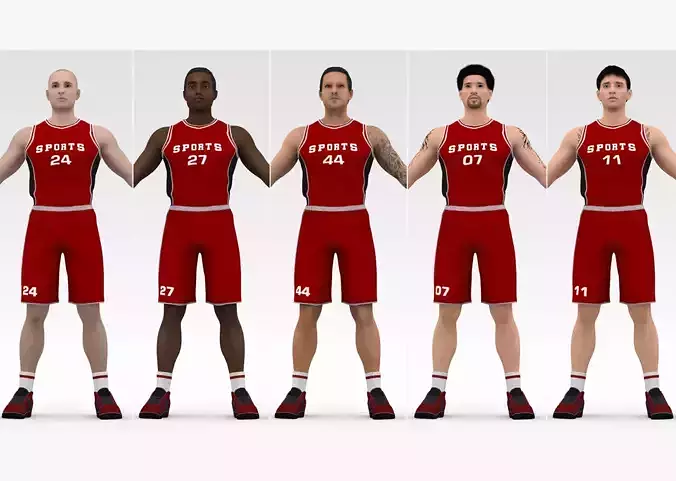 Basketball Players Red Team Collection 