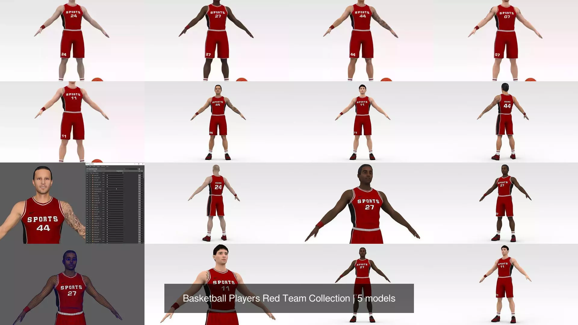 Basketball Players Red Team Collection _1