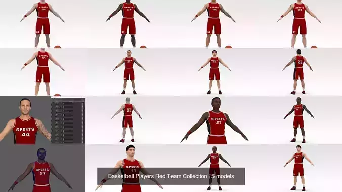 Basketball Players Red Team Collection