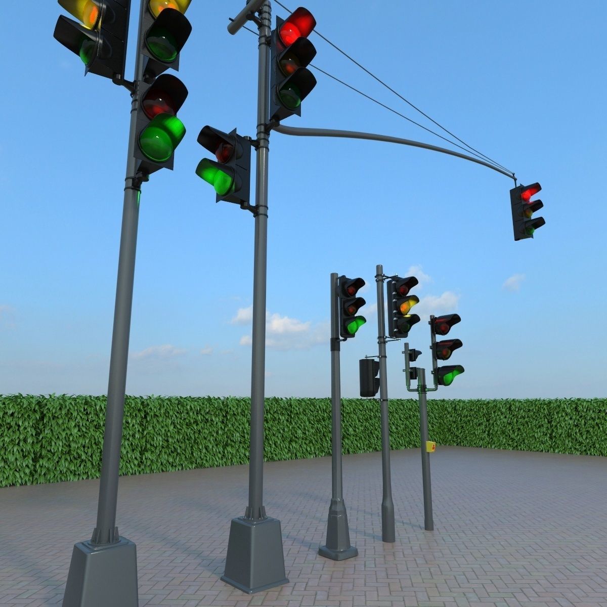 street elements collection 3D model_1