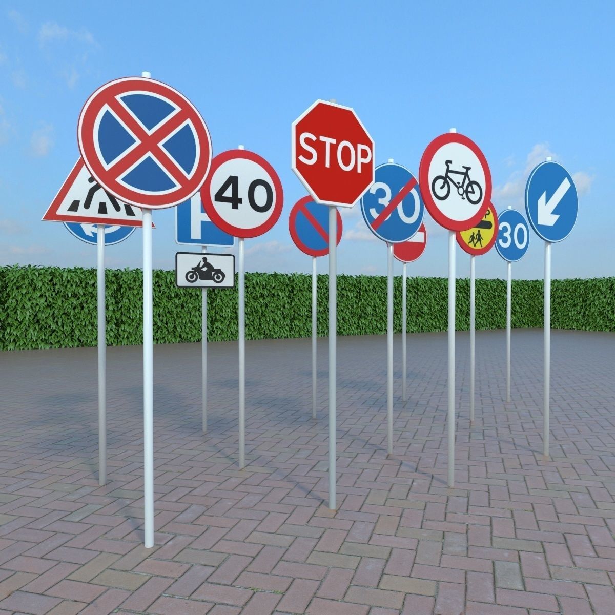 street elements collection 3D model_12