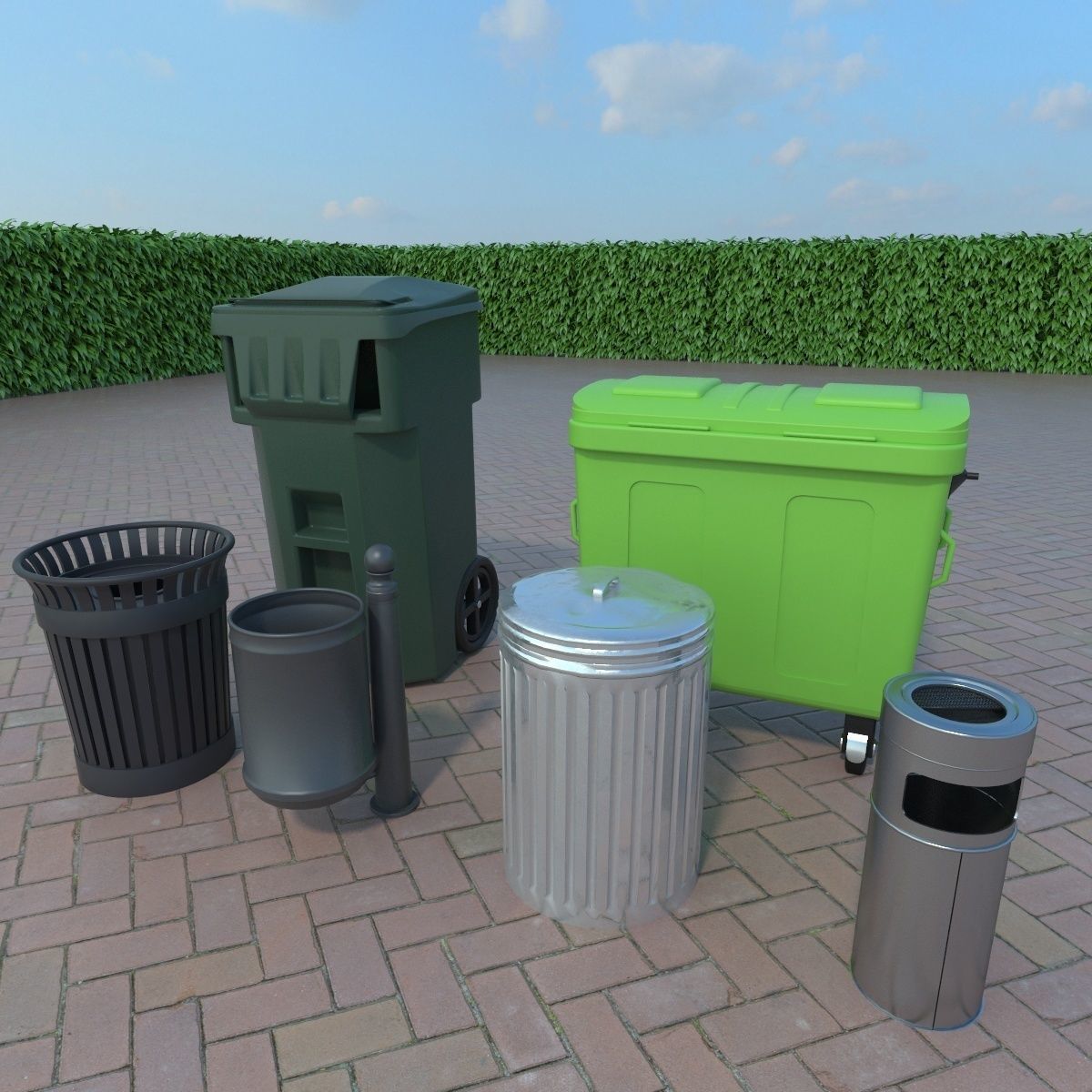 street elements collection 3D model_8