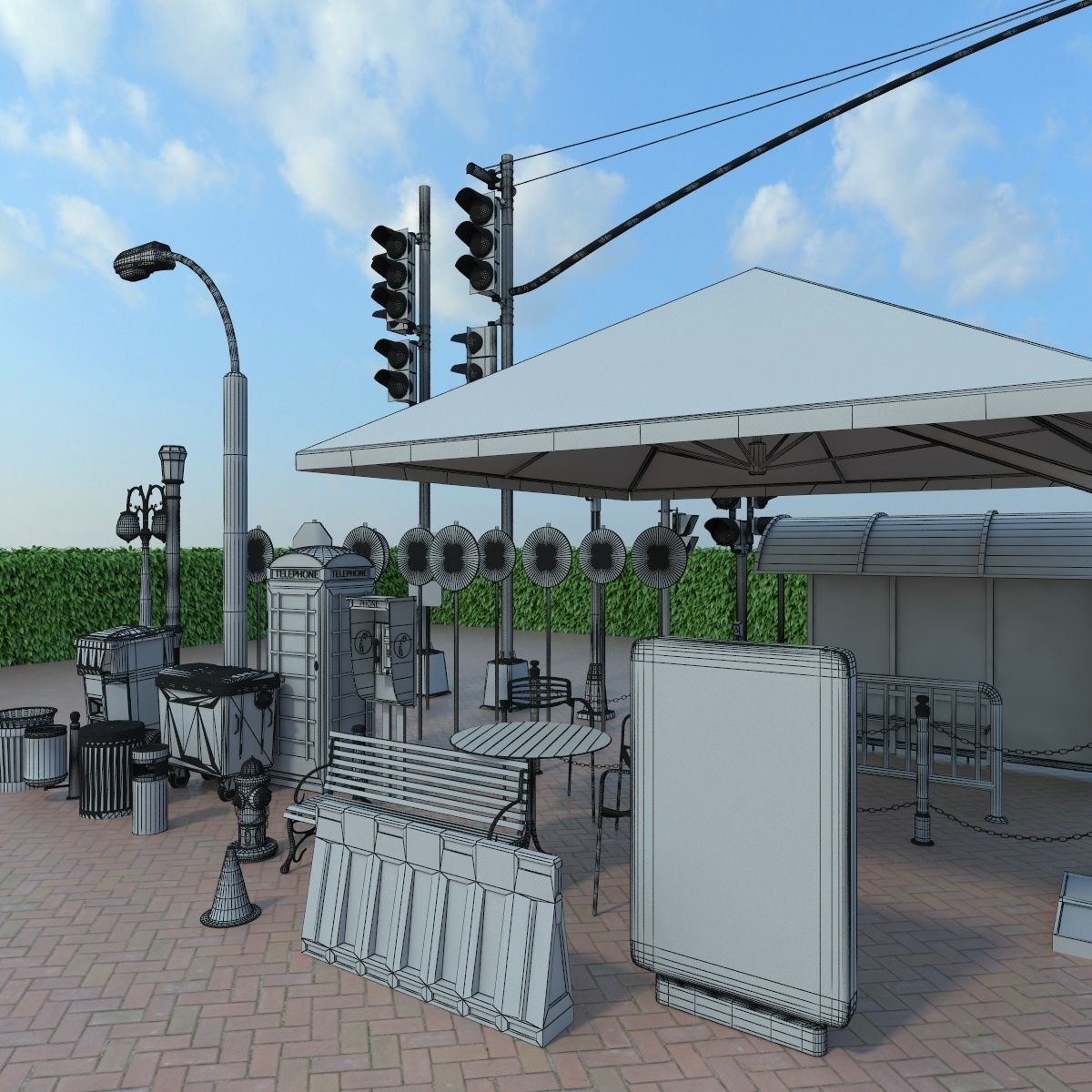 street elements collection 3D model_14