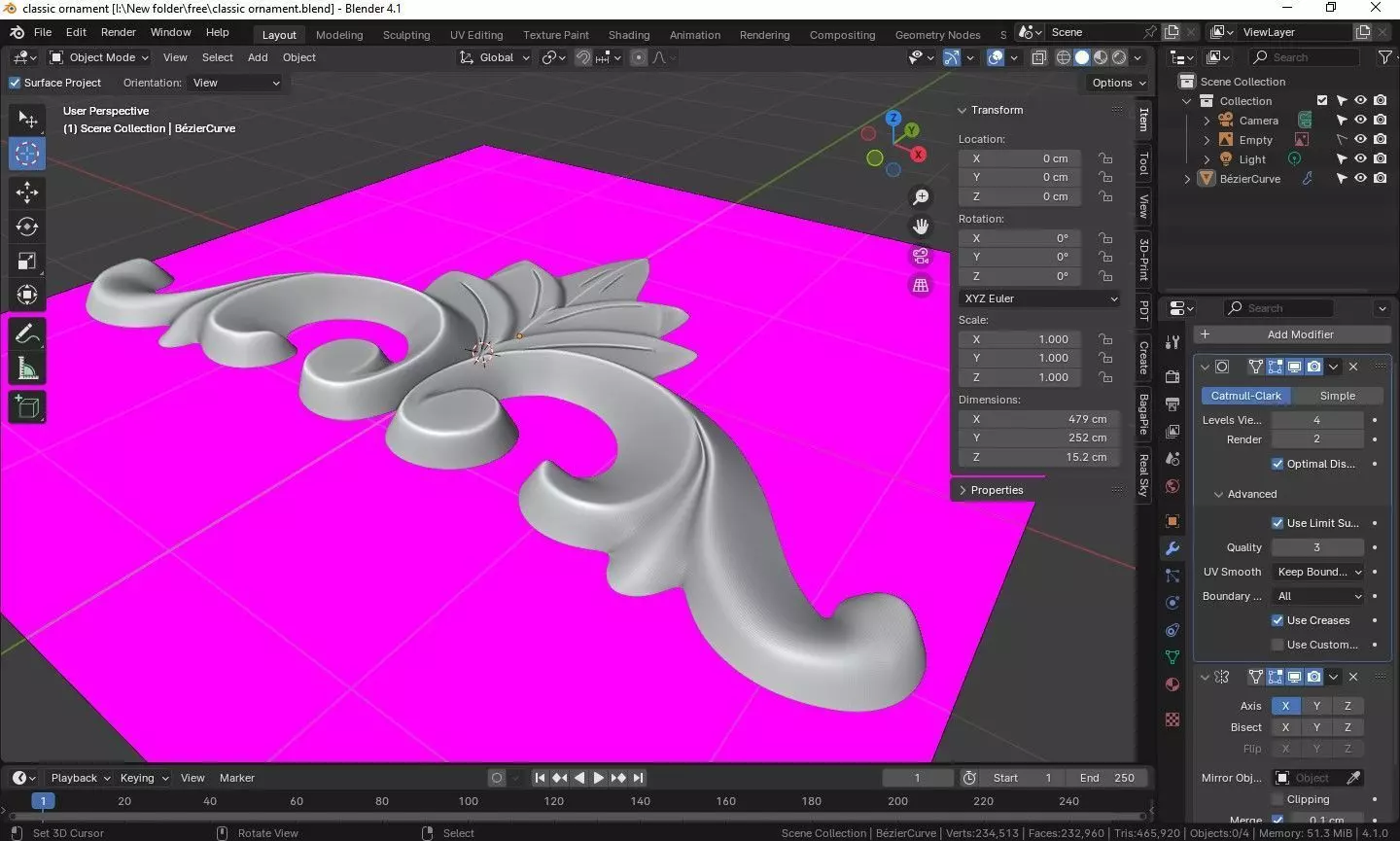 Classic ornament stuco Free 3D model_0
