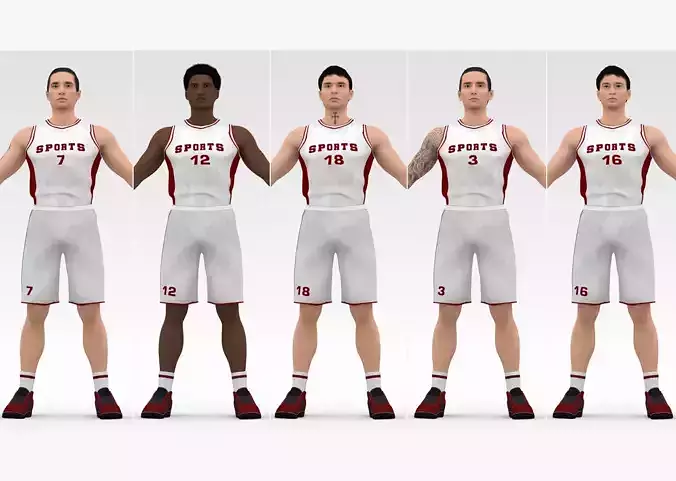 Basketball Players White Team Collection 