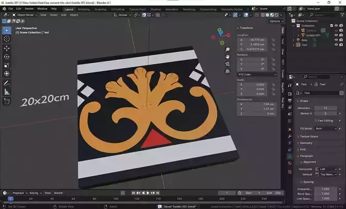 Cement tile listello 001