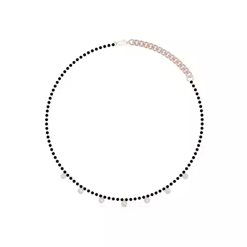 Round Cut Bezel Set Necklace with Beads 3DM STL Video 3D print model