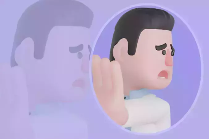 Stylized 3D Male Doctor Character - Cartoon Scared Virus Defense