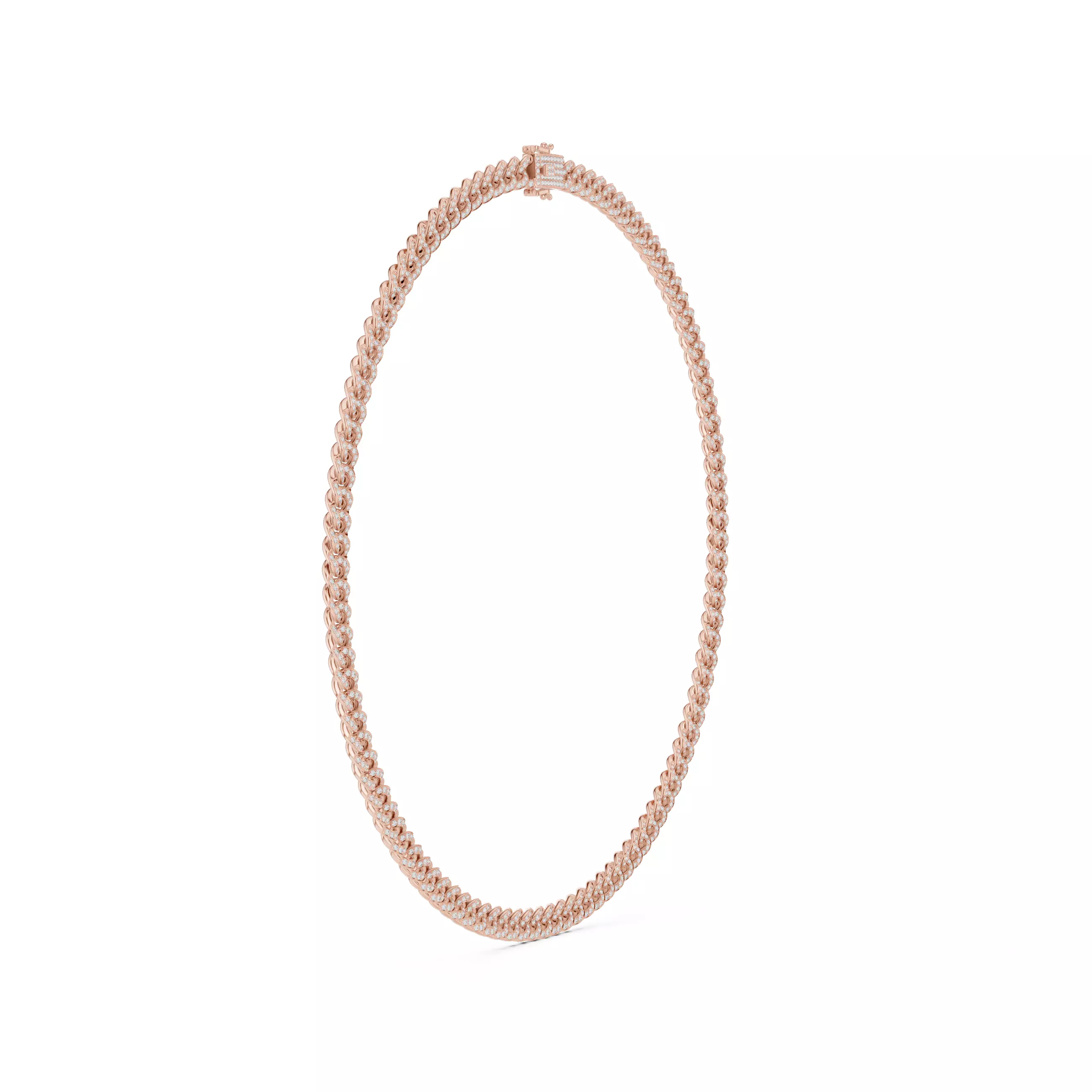 Round Diamond Cuban Link Necklace 3DM STL Video 3D print model_5