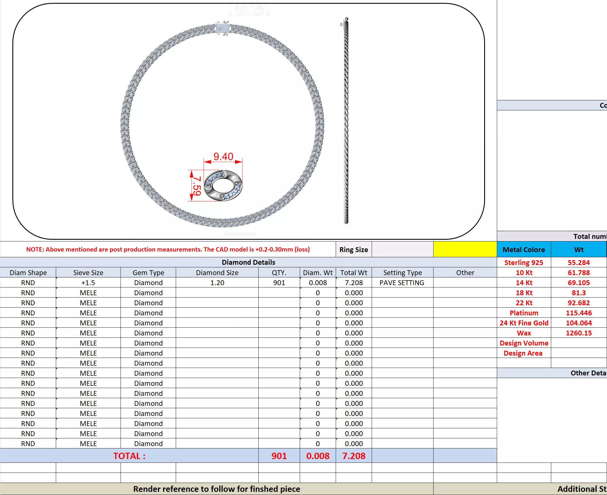 Round Diamond Cuban Link Necklace 3DM STL Video 3D print model_16