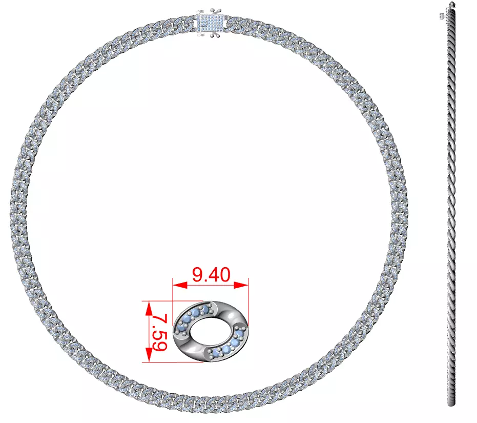 Round Diamond Cuban Link Necklace 3DM STL Video 3D print model_15