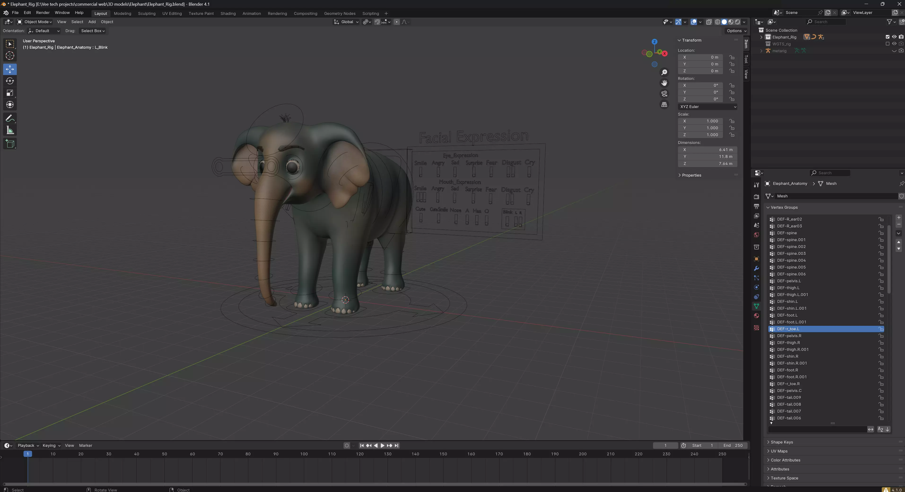 Cartoon Elephant - MAYA Rigged and Blender Rigged Low-poly 3D model_7