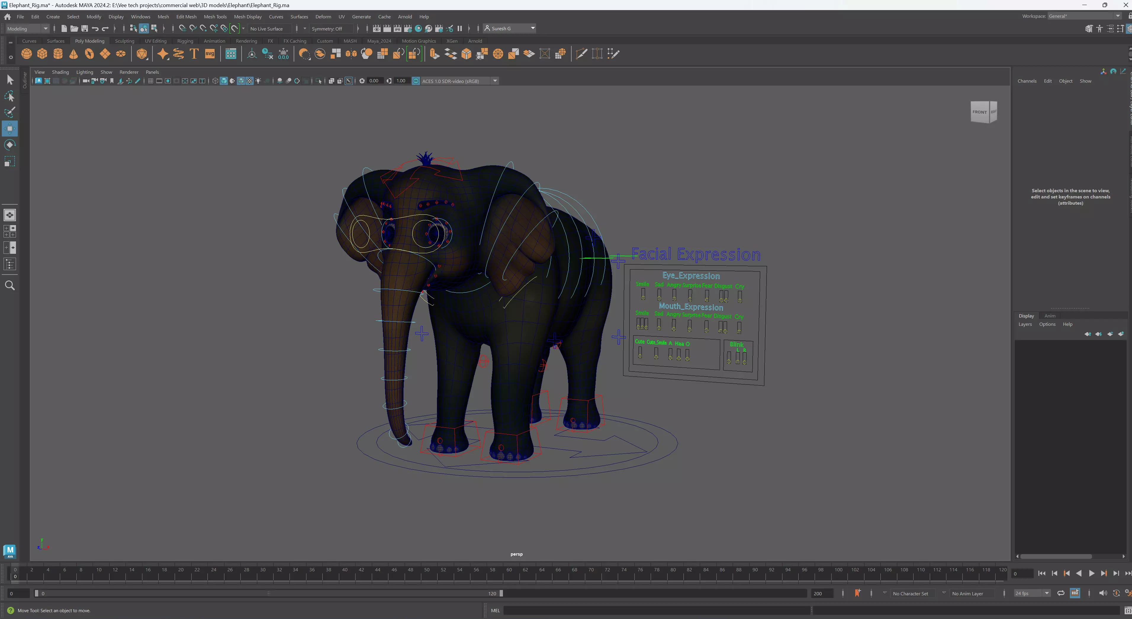 Cartoon Elephant - MAYA Rigged and Blender Rigged Low-poly 3D model_9