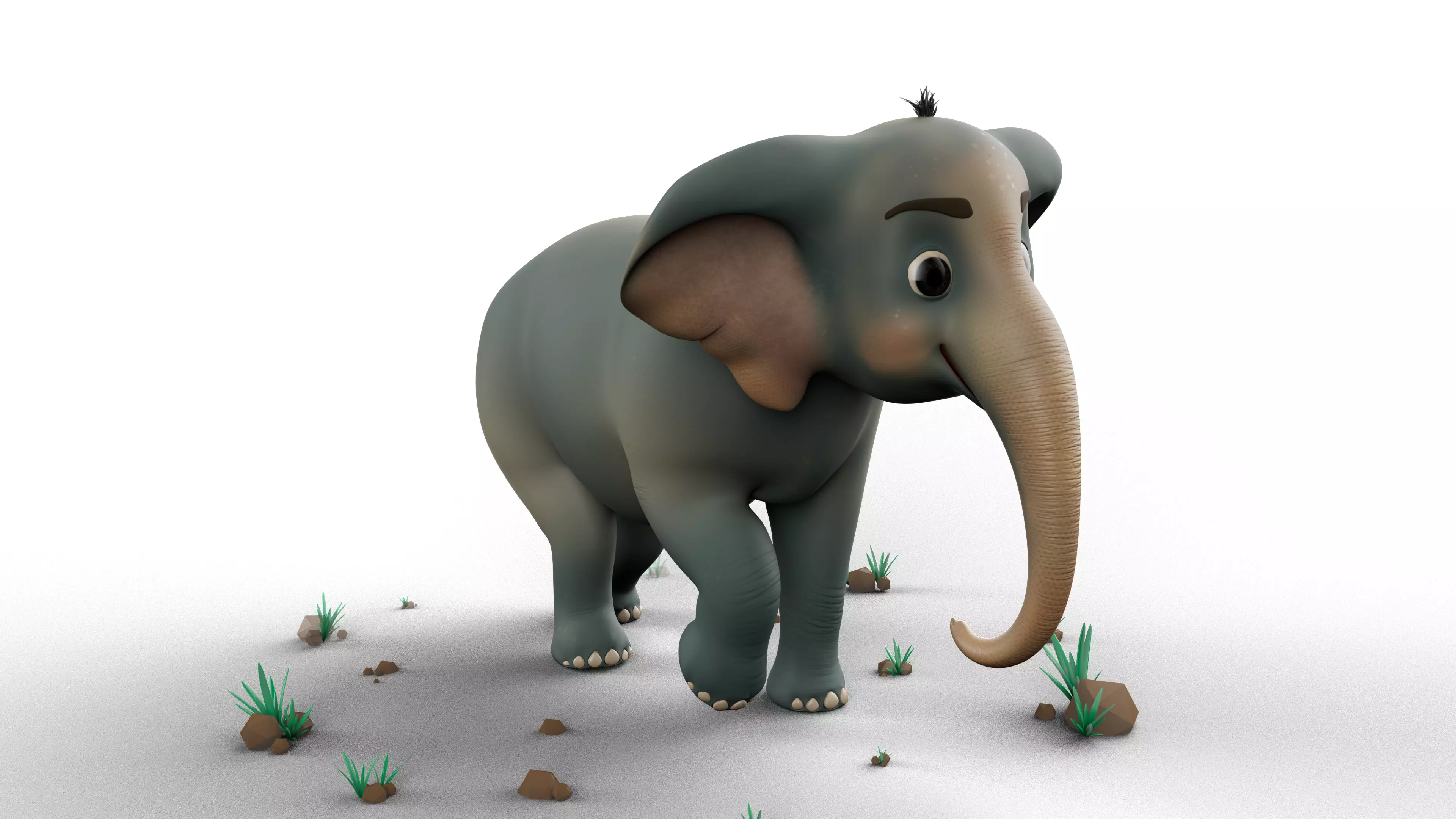 Cartoon Elephant - MAYA Rigged and Blender Rigged Low-poly 3D model_2
