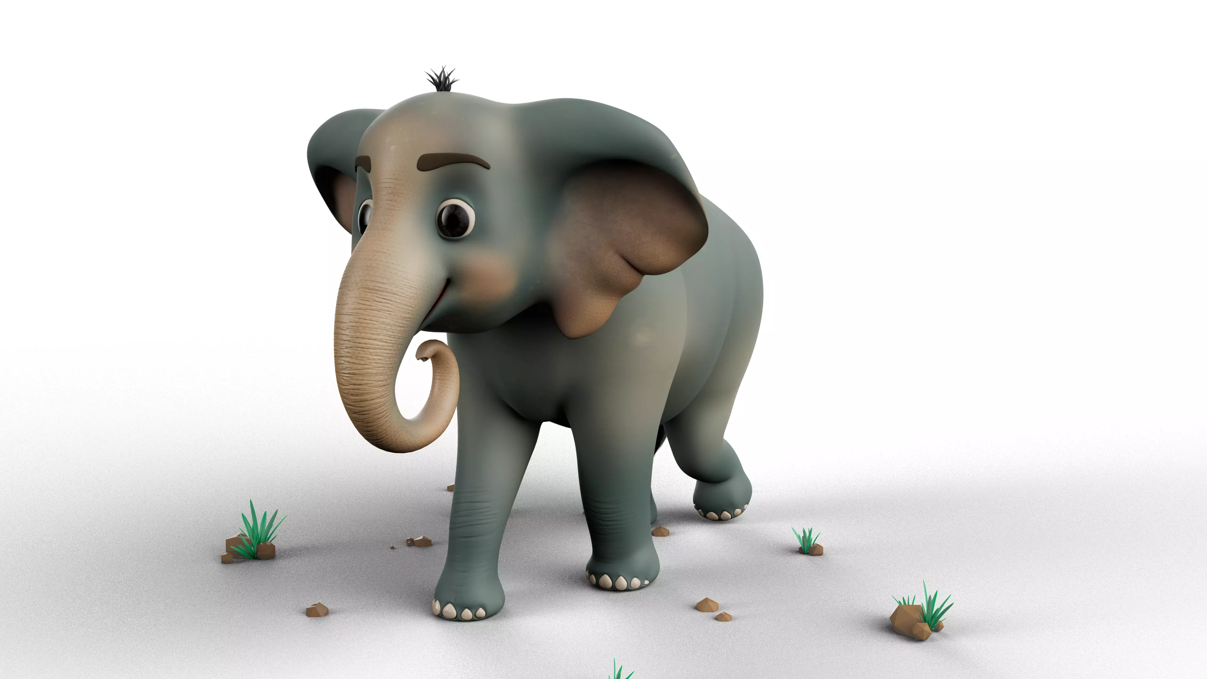 Cartoon Elephant - MAYA Rigged and Blender Rigged Low-poly 3D model_5